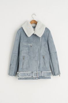 Shearling Rider Jacket, Powder Blue Rider Jacket, Riders Jacket, Blue Jacket, Moto Jacket, Biker Jacket, Outerwear Jackets