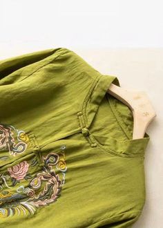 Green Embroideried Linen Shirt Top Half Sleeve Half Sleeve Tops, Comfortable Room, Cotton Maxi, Maxi Dress Cotton, Silk Pajamas, Cup Size, Nike Outfits, Long Sleeve Maxi Dress, Long Maxi Dress