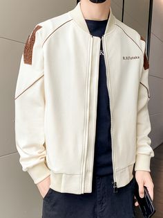 kkboxly Varsity Jacket, Men's Casual Baseball Jacket Coat Regular Fit – Kkboxly™ Pocket Pattern, Baseball Jacket, Jacket Coat, Stand Collar, Men's Casual, Varsity Jacket, Collar Styles, White And Black, Mens Jackets