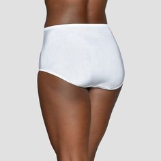 The Vanity Fair Illumination Brief offers supreme stretch for ultimate comfort. Satin trim adds an elegant touch at both the legs and waist. This panty has full rear coverage to ensure that the garment will stay in place and not ride up. This Brief silhouette sits at the belly button and leg openings follow the natural crease of the leg. Elegant White Full Coverage Bottoms, Elegant Full-length White Bottoms, Classic White Brief Bottoms, Elegant High-cut Leg Bottoms In Solid Color, Classic White Full Coverage Bottoms, Classic Stretch Bottoms With Contoured Waistband, White Smoothing Full Coverage Bottoms, White Bottoms With Elastic Waistband And High-cut Leg, Classic White Stretch Bottoms