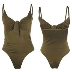 Perfect for beach days and poolside lounging High Rise One-piece Swimsuit Fabric: Stretch-Polyester No Padding Open Front, Tie Knot Colors: White, Army Green Size: S to XL Age: Adult Gender: Female Brand Name: NoEnName_Null Product ID: CJYDYYLJ00085 Note: All sizes are smaller than regular European and American sizes. Choose the larger size if your size is between two sizes. Please allow 2-3cm differences due to manual measurement. CM to Inches converter Disclaimer:*Actual colors may vary. This Beachy Green One-piece Swimwear, Green One-piece Beachy Swimwear, Green Beachwear Bodysuit For Beach, Green Bodysuit For Beach Party, Summer One-piece Lined Swimwear, Green Bodysuit For Beach Season, Green Bodysuit For Beach Season Party, Green One-piece Bodysuit For The Beach, Summer One-piece Swimwear With Lined Body