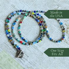 This Colorful, Dainty Wrap Necklace features vibrant upcycled beads, perfect as a friendship necklace or wrap bracelet. Designed as a one-size layering piece, it's a delightful gift for your friend or niece. 𝗗𝗘𝗧𝗔𝗜𝗟𝗦 🍂 Measures 36 inches in length 🍂 Strung on strong 49 strand professional beading cable 🍂 American pewter toggle clasp 🍂 Upcycled Czech glass beads in many colors and finishes; multicolor rainbow mix 🍂 Czech glass seed beads in turquoise blue as the background color 🍂 Can Multicolor Spiritual Wrap Bracelet As Gift, Spiritual Multicolor Wrap Bracelet As A Gift, Spiritual Style Multicolor Wrap Bracelet As A Gift, Spiritual Wrap Bracelet With Colorful Beads For Gifts, Spiritual Wrap Bracelet With Colorful Beads As Gift, Multicolor Beaded Chain Friendship Bracelet For Gift, Multicolor Beaded Chain Friendship Bracelets As Gift, Multicolor Beaded Chain Friendship Bracelet, Multicolor Bohemian Beaded Necklaces For Friendship