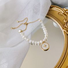 A classy pearl bracelet. The perfect bracelet will not only complement your look but will showcase your personality as well. So, demonstrate it in style and with confidence.. Bracelet specifications. Freshen up your outfit with exquisite jewelry. A great gift. Whether you want to surprise yourself, your friends, or even your significant other, it will be a perfect surprise.. Occasion to wear. Great to wear for anniversaries, engagements, parties, weddings, or even to give someone as a present.. Bracelet Tag, Dangle Cross Earrings, Thigh Chain, Leg Chain, Sunflower Pendant, Leaf Bracelet, Coin Pearls, Elegant Bracelet, Crystal Chain