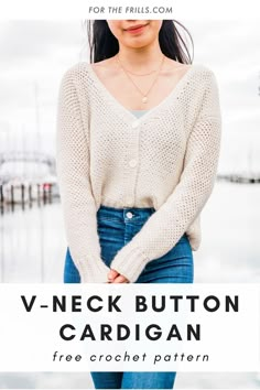 the v neck button cardigan free crochet pattern