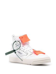 3.0 Off Court high-top sneakers from OFF-WHITE featuring white/multicolour, calf leather, panelled design, logo patch to the front, signature Arrows motif, perforated detailing, logo print to the side, signature Zip Tie tag, round toe, front lace-up fastening, branded insole and ridged rubber sole. Due to the dyeing process used, this product must not come into contact with water.. Size Info IT Color Detail White Made In Italy Material Outer: Calf Leather 100%, Fabric 100% Lining: Calf Leather 1 Off White Sneakers, Latest Fashion Design, Travel Tote Bag, Crossbody Tote Bag, Moon Boots, Zip Ties, Blazer With Jeans, Crossbody Tote, Sneaker Brands