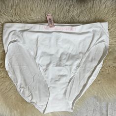 Victoria’s Secret Panties Size Xxl Color White And Pink Nwt Brief Style White Cotton Brief Bottoms, White Seamless Brief Bottoms, White Cotton Briefs, Stretch White Sleepwear By Victoria's Secret, Victoria's Secret Stretch Bottoms For Daywear, Victoria's Secret White Short Sleepwear, Victoria's Secret White Short Bottoms, Lace Thong, Pink Polka Dots