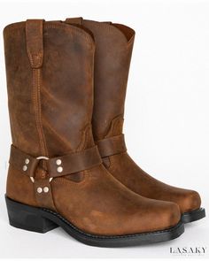 Lasaky - Classic Vintage Cowboy Boots with Increased Height, Leather and Rivet-embellished High Heel Western Boots Knee High Cowboy Boots, Short Winter Boots, Vintage Cowboy Boots, Leather Boots Heels, Leather Western Boots, Vintage Cowboy, Leather Cowboy Boots, Cowboy Style, High Heel Boots Ankle