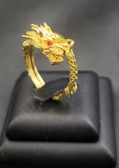 20k Gold Over Silver Ring Vintage Near Eastern Adjustable Free Size Ring its Beautifully Done Handmade Ring Drogon Head Yellow Gold-plated Ring Jewelry, Yellow Gold Plated Ring Jewelry, Gold Snake Ring Collectible Unique Style, Unique Gold Snake Ring Collectible, Gold Plated Snake Ring As A Gift, Unique Collectible Gold Rings, Unique Gold Collectible Ring, Gold Plated Snake Ring Gift, Unique Gold Rings For Collectors