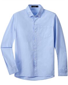 PRICES MAY VARY. Machine wash cold with like color, iron or steam with low heat Classic button-down collar shirt Features button-front placket, single chest pocket, button cuffs, single chest pocket, round hem and pleated back for easy activities This dress shirt perfect complement to any dress pant, khakis and jeans. Also great for layered with a sweater or jacket in the fall or winter. Suitable for formal, casual, daily, school uniforms and other Special Occasion life graduation, party, weddin Blue Dress Shirt, Solid Dress Shirt, Easy Activities, Blue Shirt Dress, School Uniforms, Formal Casual, Boys Long Sleeve, Dress Pant, Collar Shirt