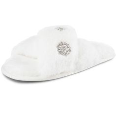 Step into a cloud of comfort with the Jessica Simpson Women's Jewel Embellished Cross Band Slip-On Slippers. These slippers redefine cozy with their ultra-soft, plush texture that feels softer than the fluffiest cloud.

- Size: Available in Small (US 6-7), Medium (US 7-8), Large (US 8-9), X-Large (US 9-10)
- Color: Ivory
- Material: Plush fabric
- Gender: Female
- Features: Easy open-toe silhouette, jewel embellishments

Perfect for lounging around the house, these slippers combine style with co Elegant Slip-on Synthetic Slippers, Cream Textured Slip-on Slippers, White Slip-on Synthetic Slippers, Jessica Simpson House Slippers, Beige Synthetic Slip-on Slippers, Slide Slippers, Womens Slides, Open Toe Shoes, Slipper Socks