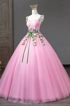 Pink Straps Tulle Sweetheart Ball Gown with Flowers, Pink Formal Dress – BeautyDressy Pink Fitted Floor-length Wedding Dress, Pink Sweetheart Neckline Gown For Quinceanera, Pink Quinceanera Gown With Sweetheart Neckline, Pink Fitted Gown With Sweetheart Neckline, Floral Applique Ball Gown For Prom, Fitted Pink Ball Gown For Quinceanera, Fitted Dresses For Quinceanera In Spring, Fitted Pink Ball Gown With Sweetheart Neckline, Pink Sweetheart Neckline Bridesmaid Gown