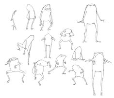 an outline drawing of various poses and body shapes