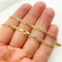 14K Solid Gold Flat Curb Necklace, 14k Solid Yellow Gold Flat Curb Chain. Cuban Link Gold chain necklace, Shiny Miami curb chain. Real Gold chain 080R04GGT2A9L001 Metal: 14k Solid Gold Chain Style: Curb Thickness 2.7mm Available in: 20, 22 & 24 Inch, choose in the display menu Item number: 080R04GGT2A9L001 Processing time: 1-2 business days Please note that color may slightly vary due to monitor color restrictions. We offer FREE domestic shipping with order $35 & up We don't accept returns on custom cut chains, but we have any questions or concerns, please let me know. We carry the highest quality of sterling silver, gold filled chains, various jewelry findings, supplies and charms. Please contact us at https://www.etsy.com/shop/jewelsandchains  If you have any questions regarding our prod Luxury Cuban Link Necklace With Curb Chain As Gift, Luxury Cuban Link Curb Chain Necklace Gift, Fine Jewelry Curb Chain Bracelet As Gift, Fine Jewelry Curb Chain Bracelet Gift, Formal Gold Plated Cuban Link Necklace With Curb Chain, Luxury Yellow Gold Cuban Link Necklace With Adjustable Chain, Gold Plated Curb Chain Necklace, Gold Curb Chain Necklace In Fine Jewelry Style, Yellow Gold Cuban Link Necklace Gift