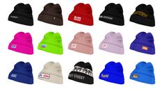 the beanies are all different colors and sizes, but one is not available for purchase