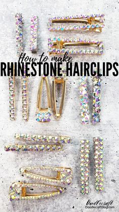 Diy Hair Gems, Bling Hair Clips, Diy Hair Comb Accessories, Diy Hair Barrettes, Hair Clips Ideas, Nye Photoshoot, Diamond Hair Clips, Jewelled Hair Clips, Hairbow Ideas