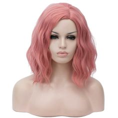 RightOn 14" Lovely Pink Wig Short Curly Wavy Bob Wig Women Girls Pink Wig Synthetic Wigs with Wig Cap. About this item Color: Lovely pink. Please be aware that a little color difference exists for any wig. Weight: around 185(+/-50)g/ set. Length: 35cm/ 14" Approx (+/- 3cm).Heat safe: heat resistant up to 150c/ 302f. About 22.5 Inches with Adjustable Straps, 2 adjustable straps could help you adjust the wig cap size less or more for about 1-1.5 inches. acking list:1 piece wig, 1 piece wig cap. At Wig Costume, Green Wig, Wooden Comb, Halloween Wigs, Pink Wig, Synthetic Lace Wigs, Wavy Bobs, Theme Parties, Drag Queens