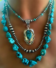 💙🍃You are looking at a stunning turquoise nugget  necklace that is adjustable between 21" and 23"! There is a smooth, round, small,  green bead that separates each blue larger nugget. This is a very cool necklace. Make it part of your Southwestern lineup ⭐️⭐️Stones and size will vary slightly in each pendant due to the fact that they are natural and this is a handmade item. Cheap Turquoise Necklaces With Natural Stones, Turquoise Jewelry Necklace Pendants, Cheap Turquoise Necklace As Gift, Handmade Luxury Turquoise Necklace, Cheap Turquoise Hippie Jewelry, Cheap Nickel-free Turquoise Necklace For Jewelry Making, Affordable Beaded Bohemian Turquoise Necklace, Luxury Artisan Untreated Turquoise Necklace, Cheap Bohemian Turquoise Pendant Necklace