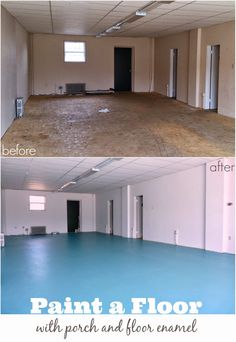 before and after photos of an empty room