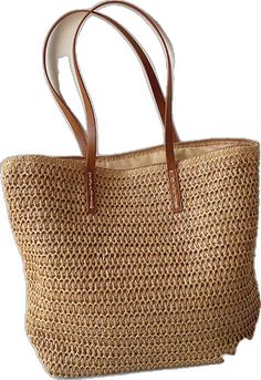 Casual Woven Jute Bag, Casual Braided Jute Shoulder Bag, Casual Natural Woven Leather Bag, Casual Braided Straw Shoulder Bag, Summer Braided Shopping Bag, Summer Braided Shoulder Bag For Shopping, Casual Natural Bag With Woven Leather, Casual Natural Fiber Shoulder Bag With Open Weave, Natural Braided Shoulder Bag With Double Handle