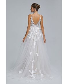 Get 10% off now! Buy charming lace deep v long tulle wedding dress with spaghatti straps at affordable price online. Free shipping and pro custom service since 2009. Flower Wedding Dresses, Wedding Dress Cover, Glitter Prom Dress, Prom Dress Pictures, Sweep Train Prom Dress, Dark Red Dresses, Rosa Coral, Wedding Dress Outfit, Mini Homecoming Dresses