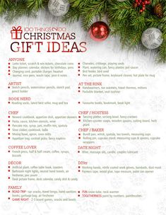 a christmas gift list with ornaments on it