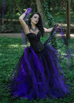 Black Purple Gothic Long Prom Dress D1018 - D-RoseBlooming Goth Wedding Dresses, Gothic Prom Dress, Purple Goth, Purple Gothic, Purple Wedding Dress, Gothic Wedding Dress, Gothic Corset, Fantasy Gowns, Gothic Dress