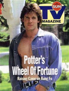 the cover of tv magazine shows a shirtless man leaning against a pole with his hands on his hips