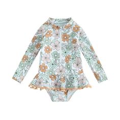 Get your little one ready for some fun in the sun with the CAROLINE Floral Swimsuit! This adorable long sleeve suit for baby girls is the perfect choice for summer outings and beach days. Keep your little fashionista protected and stylish at the same time. Summer Swimwear With Upf 50+ For Playtime, Upf 50+ Swimwear For Summer Playtime, Upf 50+ Swimwear For Summer, Cute Swimwear With Upf 50+ For Beach, Cute Upf 50+ Swimwear For Beach, Spring Beachwear Swimwear For Play, White Swimwear With Upf 50+ For Playtime, Long Sleeve Swimwear Upf 50+ For Summer, Playful Swimwear With Upf 50+ For Spring