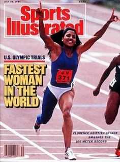 the cover of sports illustrated magazine features an image of a woman in blue and white running