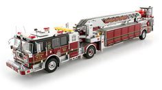 a toy fire truck is shown on a white background