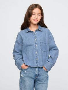 Authentic, over Cute Denim Blue Cotton Tops, Gap Relaxed Fit Tops With Pockets, Gap Cotton Denim Blue Tops, Gap Denim Blue Cotton Tops, Gap Summer Tops With Pockets, Oversized Casual Gap Tops, Gap Long Sleeve Tops With Pockets, Oversized Cotton Tops By Gap, Casual Denim Tops From Gap