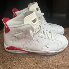 Fairly New, Worn Once. Shoes Jordan, Jordan Red, Air Jordan 6, Jordan 6, Jordans For Men, Jordan Shoes, Mens Shoes Sneakers, Oreo, Air Jordans