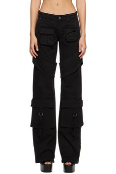 Blumarine: Black Denim Cargo Pants | SSENSE Washed Black Cotton Cargo Jeans With Belt Loops, Edgy Straight Leg Jeans With Multiple Pockets, Edgy Cotton Cargo Jeans With Multiple Pockets, Edgy Straight Leg Cargo Jeans With Cargo Pockets, Edgy Cotton Jeans With Pockets, Edgy Cotton Jeans, Edgy Cotton Straight Leg Cargo Pants, Edgy Mid-rise Cargo Jeans With Pockets, Edgy Mid-rise Cargo Jeans