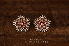 Ruby Hand-set Jhumkas As Gift, Ruby Earrings With Cutdana Detailing As Gift, Ruby Earrings With Cutdana For Gift, Ruby Cutdana Earrings Gift, Diamond Studs Indian, Buttalu Earrings, Studs Indian, Kundan Jhumka, Silver Market