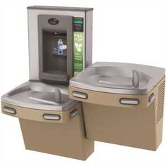 two water dispensers sitting next to each other