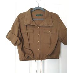 Beautiful,New Top ,Shirt Button Up , Excellent Quality, Modern Spring Utility Top With Roll-up Sleeves, Utility Tops With Roll-up Sleeves For Spring, Spring Utility Button-up Top, Utility Button-up Tops For Spring, Spring Utility Tops With Buttoned Pockets, Khaki Utility Tops With Buttoned Pockets, Brown Cotton Utility Top, Utility Tops With Collared Roll-up Sleeves, Utility Tops With Roll-up Sleeves And Collar