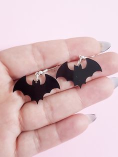 Customizable Bat Earrings ♡ Size: 1.25" x 0.75" ♡ Example color is in Black ♡ All jewelry is made with hypoallergenic stainless steel, so it's 100% safe for anyone with metal allergies♡ These earrings are the perfect statement piece for anyone to wear, and a beautiful gift to give friends and family.♡ Each pair of earring is individually wrapped and securely shipped.The earrings cannot be exchanged, returned, or refunded, but if there is a problem with your order, please contact me and I would b Bat Earrings, Statement Pieces, Allergies, Color Options, Bat, Stainless Steel, Nails, 10 Things, Gifts