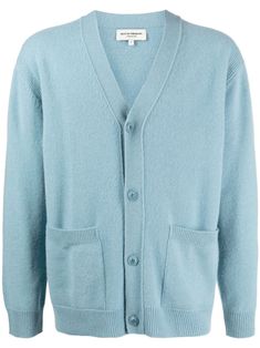 sky blue wool blend knitted construction V-neck front button fastening two front patch pockets long sleeves ribbed cuffs and hem straight hem Italy Trip, Mens Cardigan, Blue Cardigan, Knitwear Men, Knitwear Cardigan, Blue Wool, Blue Man, Patch Pocket, Sky Blue