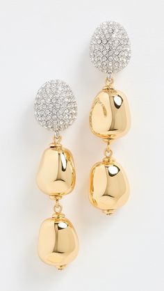 Lele Sadoughi Pebble Linear Earrings | Shopbop Gold-tone Brass Earrings For Evening, Gold-tone Brass Evening Earrings, Evening Gold-tone Brass Earrings, Glamorous Yellow Gold Jewelry With Diamond Accents, Luxury Metal Drop Clip-on Earrings, Gold-tone Plated Earrings For Party, Gold-tone Plated Earrings For Anniversary, Luxury Jeweled Silver Earrings, Chic Metal Jewelry With Bling