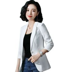 Women One Button Lapel Slim Fit Jacket Blazers Casual Office Ladies Short Coat L Item description Brand Unbranded Size S-5XL Size Type Regular Style Blazer Accents Button Closure Button Country/Region of Manufacture China Department Women Features Single-Breasted Fit Slim Garment Care Machine Washable MPN Does not apply Occasion Formal,Business Outer Shell Material Polyester Pattern Solid Season Summer Sleeve Length 3/4 Sleeve Theme Korean Type Blazer Year of Manufacture 2020-2029   Shipment Pay Luxury Professional Semi-formal Outerwear, Luxury Slim Fit Outerwear For Semi-formal Occasions, Affordable Formal Blazer From H&m, Affordable H&m Formal Blazer, Cheap Semi-formal Outerwear With Suit Collar, Ladies Short Coat, Womens Casual Suits, Blazers Casual, Professional Uniforms