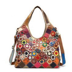 Premium Quality Women's Real Cow Leather Handbag 3D Flowers Colorful Patchwork Tote Shoulder Bag, Women's Bags Large Capacity Multicolor Canvas Shoulder Bag, Multicolor Satchel Shoulder Bag With Mobile Phone Pocket, Multicolor Large Capacity Satchel Shoulder Bag, Multicolor Large Capacity Hobo Satchel Bag, Multicolor Patchwork Satchel Shoulder Bag, Multicolor Large Capacity Hobo Bag For Shopping, Multicolor Leather Patchwork Shoulder Bag, Large Capacity Multicolor Hobo Bag For Shopping, Casual Multicolor Handheld Satchel