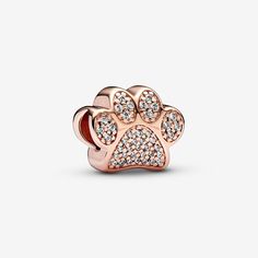 Sparkling Paw Print Charm | Rose gold plated | Pandora US Pandora Rose, Paw Print Charm, Charms Pandora, Bracelet Pandora, Paw Pads, Bracelet Diy, Charm Bangle, Pandora Bracelets, Dangle Charms