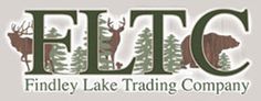 the logo for fitc's findley lake trading company, with deer and trees