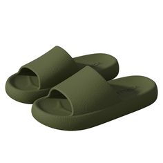 Olivia Mark - Thick-Soled Anti-Slip Bathroom Slippers with Odor-Resistant Design Bathroom Slippers, Shoe Sole, Eva Sole, Olivia Mark, Army Green, Slippers, Green, Design