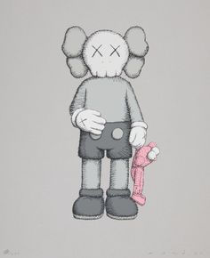 Share Silkscreen Print by Kaws- Brian Donnelly Bearbrick Stencil Art, Kaws Cricut, Ios 16 Wallpaper Kaws Pink, Ws Wallpaper, Brian Donnelly, Kaws Companion, Joker Hat, Y2k Music, Kaws Wallpaper