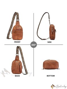 Bird in Bag - Womens Small Leather Sling Body Bag Pouch Portable Brown Crossbody Shoulder Bag, Brown Portable Crossbody Shoulder Bag, Portable Crossbody Shoulder Bag For On-the-go, On-the-go Crossbody Shoulder Bag, Brown Chest Bag For Daily Use, Portable Brown Satchel Chest Bag, Portable Leather Crossbody Shoulder Bag, Brown Portable Backpack For Everyday Use, Leather Portable Crossbody Shoulder Bag