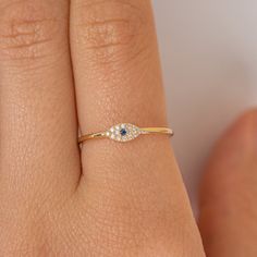 Hand Jewelry Rings, Diamond Evil Eye, Sapphire Band, Fine Ring, Evil Eyes, Evil Eye Ring, Handmade Fine Jewelry, Bad Luck, Eye Ring