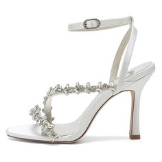 Shop White Rhinestone Strap Ankle Strap Heel Party Sandals color White for Anniversary, Music Festival, Night Club, Party with worldwide Free shipping & Free return. Elegant Crystal Sandals For Spring, Crystal Sandals For Formal Summer Events, Summer Formal Crystal Sandals, Elegant Crystal Sandals For Party, Bedazzled Sandals For Spring Party, Crystal Open Toe Sandals For Party, Bedazzled Ankle Strap Sandals For Party, Bedazzled Open Toe Sandals For Party, Party Crystal Open Toe Sandals