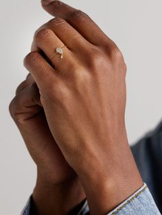 Persée's dainty chain ring is strung with the 'Hand of Fatima', which is also known as the protective Hamsa. It's cast from 18-karat gold and dusted with shimmering diamonds, leaving just one dangling from the middle finger to show off the brand's signature "pierced" technique. Dainty Diamond Teardrop Rings, Dainty Teardrop Diamond Rings, Delicate Single Cut Diamond Ring Jewelry, 14k Gold Teardrop Jewelry For Promise, Dainty Single Diamond Jewelry For Promise, White Gold Teardrop Promise Jewelry, Dainty Single Diamond Promise Jewelry, Dainty Rose Cut Diamond Promise Jewelry, 14k Gold Teardrop Jewelry With Single Diamond