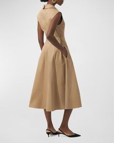 Carolina Herrera trench dress with self belt    Notch lapels; button front    Sleeveless    Side slip pockets    Midi length    Fit and flare silhouette    Cotton/elastane    Made in Italy Wes Gordon, Trench Dress, Diana Vreeland, London Spring, American Design, Carolina Herrera, Spring 2024, First Lady, Midi Length